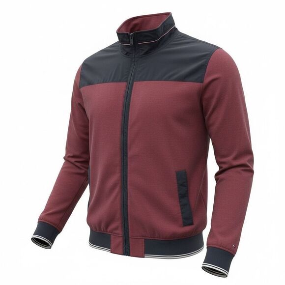 Tommy Hilfiger Other - Tommy Hilfiger Burgundy Navy Zip L/G Streetwear Y2K Track Jacket